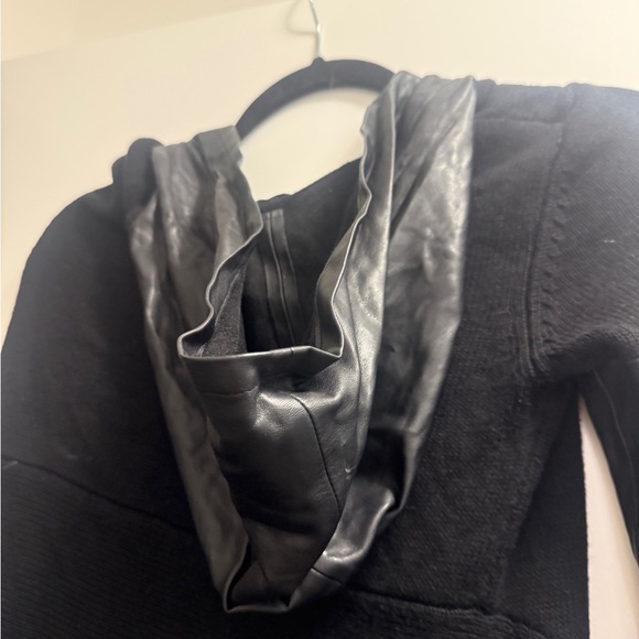 Blank NYC Black Cardigan with Leather Sleeves - Picture 4 of 4